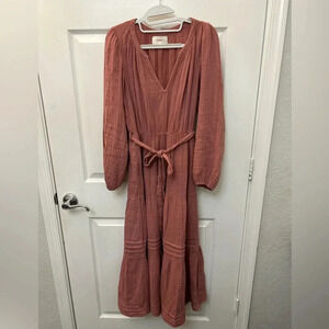 Xirena cotton belted long sleeve dress